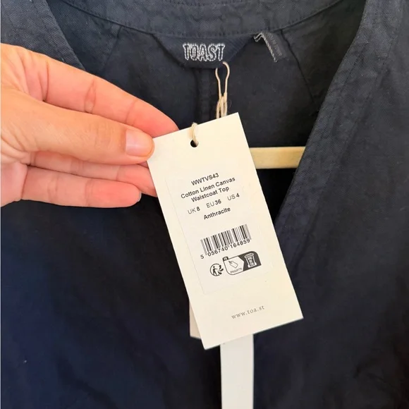 Toast Cotton Linen Canvas Waistcoat Top - Picture 4 of 4